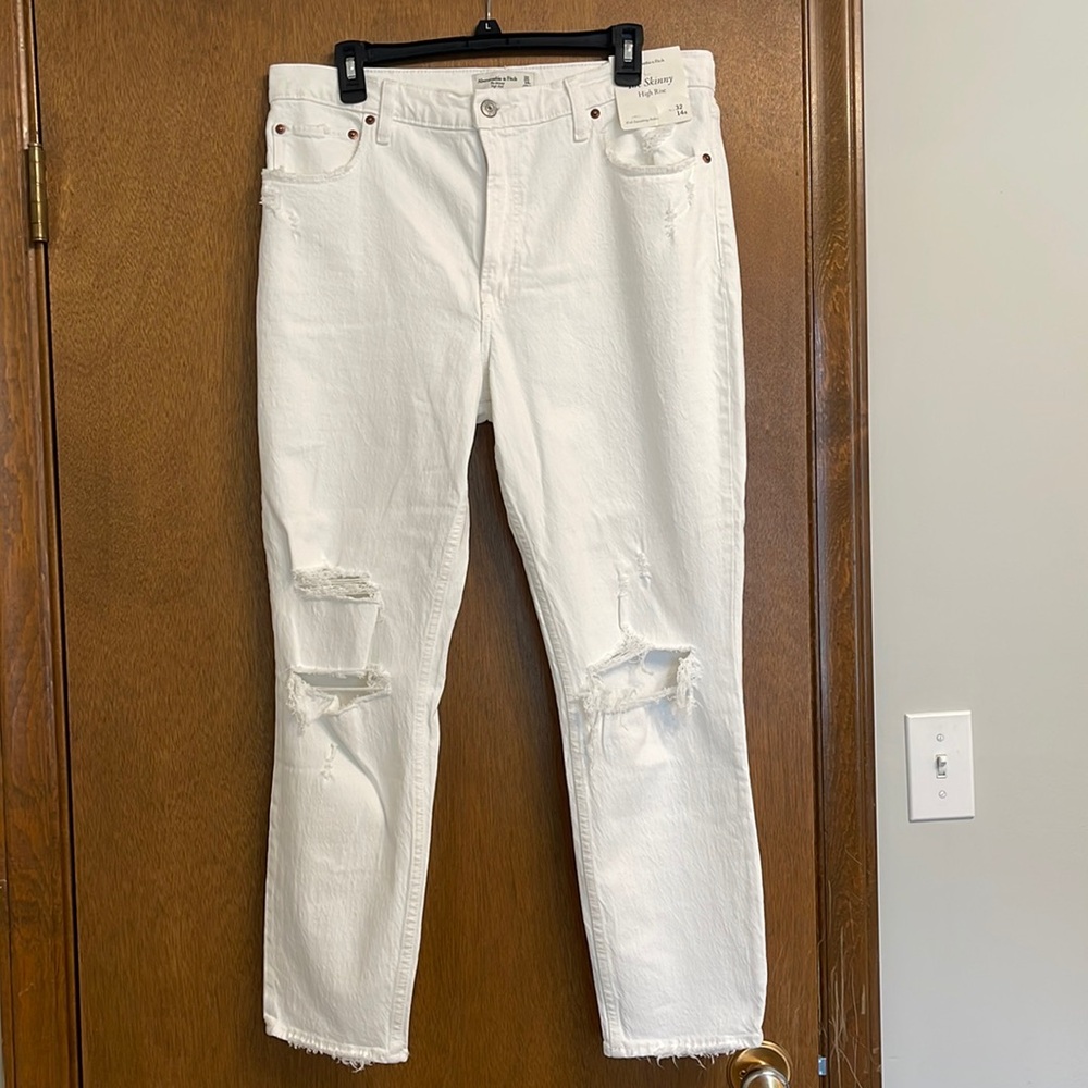 Abercrombie Skinny High Rise White Jeans